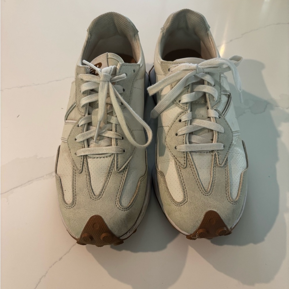 White and Brown Sneakers